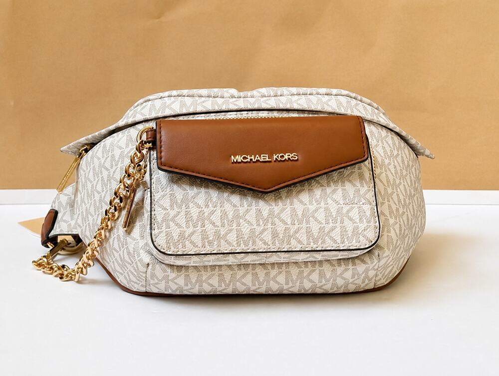 Michael Kors Maisie Large Vanilla Logo 2-in-1 Belt Bag + Card Case